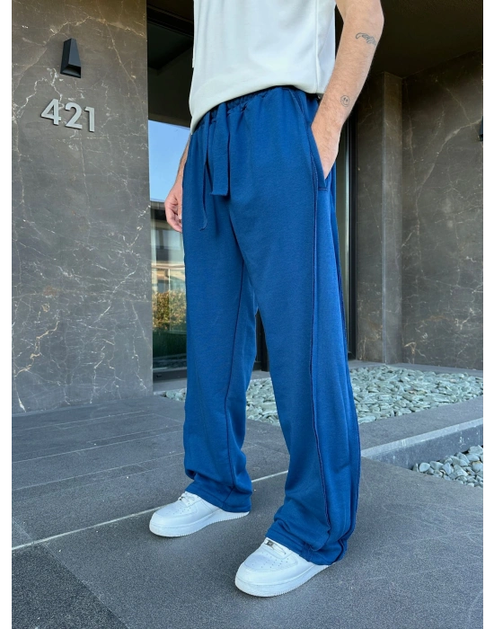 YAN KUMAŞ ÖZEL TASARIM EŞOFMAN MAVİ