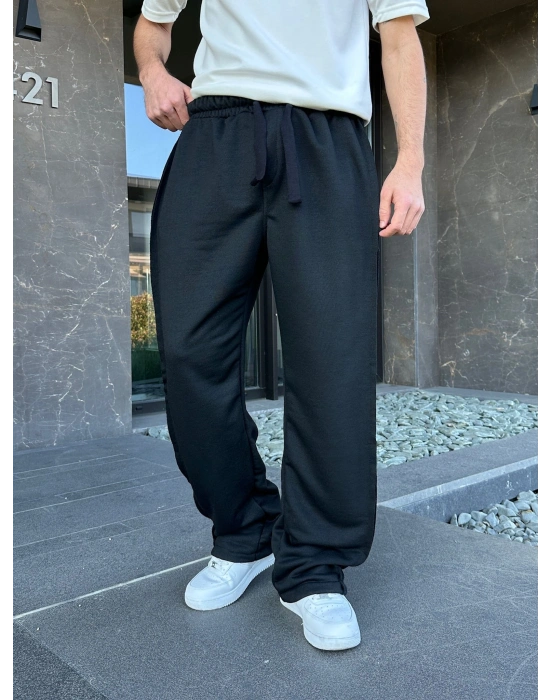 YAN KUMAŞ ÖZEL TASARIM EŞOFMAN SİYAH