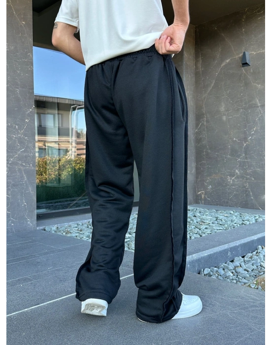 YAN KUMAŞ ÖZEL TASARIM EŞOFMAN SİYAH