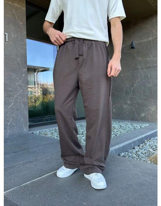 YAN KUMAŞ ÖZEL TASARIM EŞOFMAN KAHVE