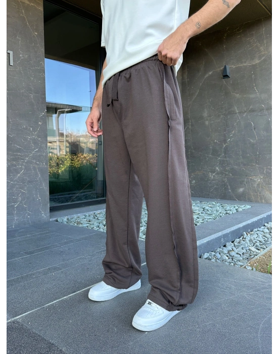 YAN KUMAŞ ÖZEL TASARIM EŞOFMAN KAHVE