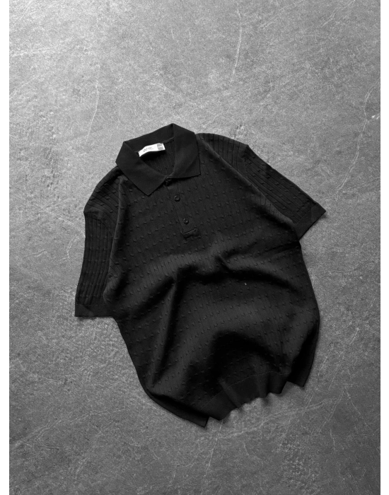 BASİC İŞLEMELİ OVERSİZE TRİKO SİYAH