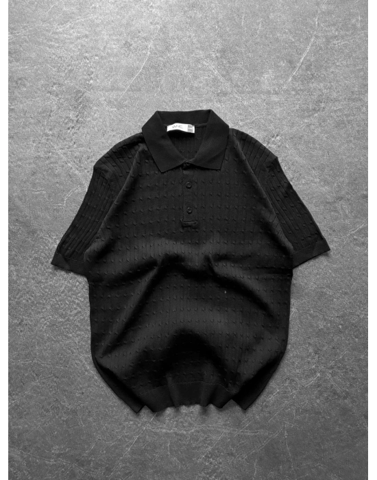 BASİC İŞLEMELİ OVERSİZE TRİKO SİYAH