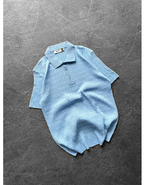 BASİC İŞLEMELİ OVERSİZE TRİKO BEBE MAVİ