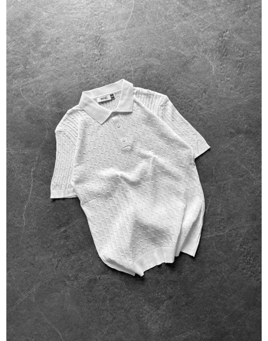 BASİC İŞLEMELİ OVERSİZE TRİKO BEYAZ