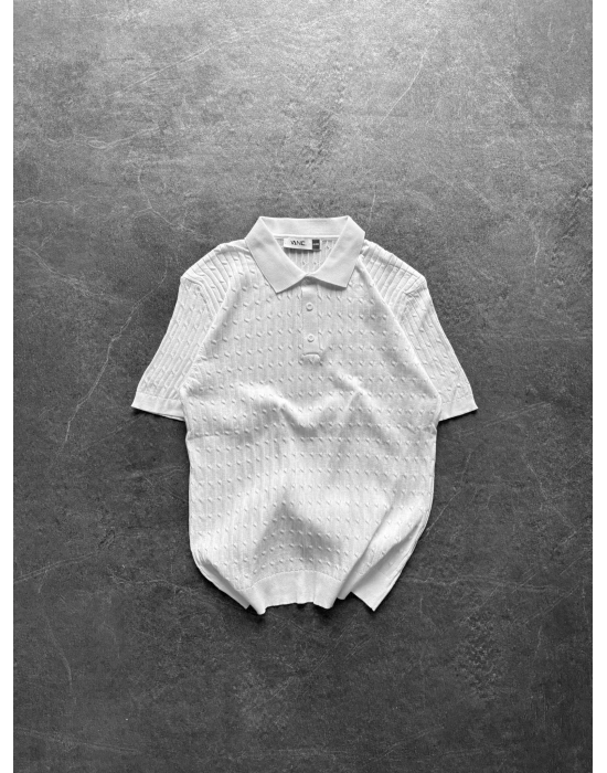 BASİC İŞLEMELİ OVERSİZE TRİKO BEYAZ