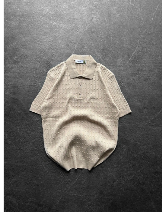 BASİC İŞLEMELİ OVERSİZE TRİKO KREM