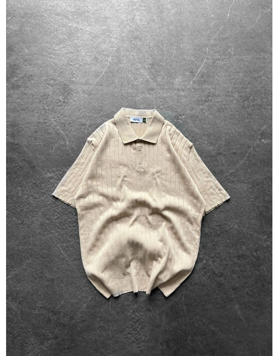 BASİC İNCE ŞERİTLİ OVERSİZE TRİKO KREM