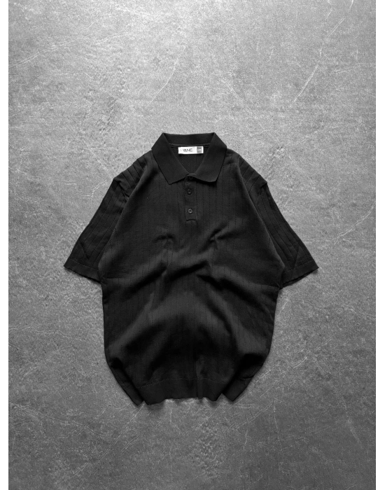 BASİC İNCE ŞERİTLİ OVERSİZE TRİKO SİYAH