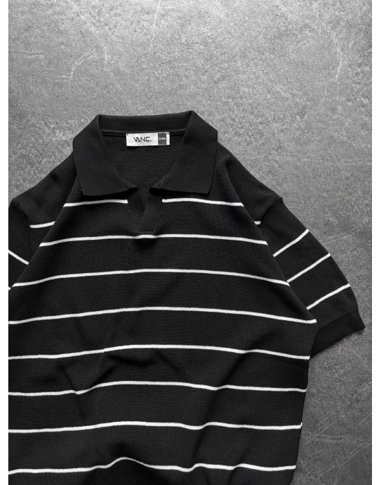 BASİC ŞERİTLİ OVERSİZE TRİKO SİYAH