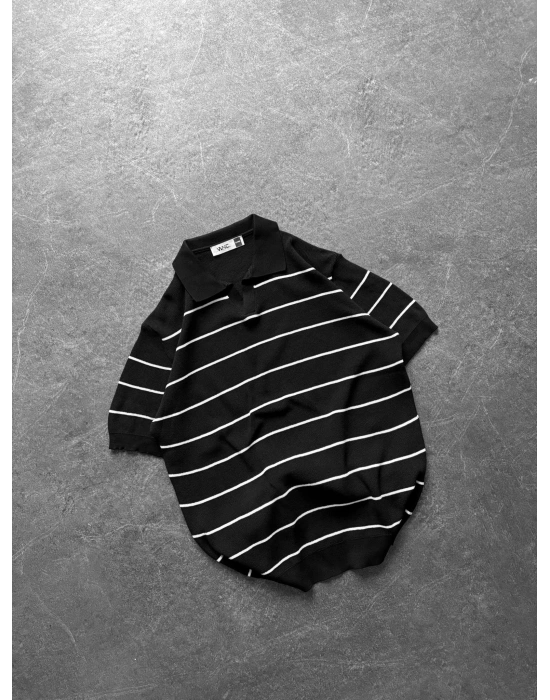 BASİC ŞERİTLİ OVERSİZE TRİKO SİYAH