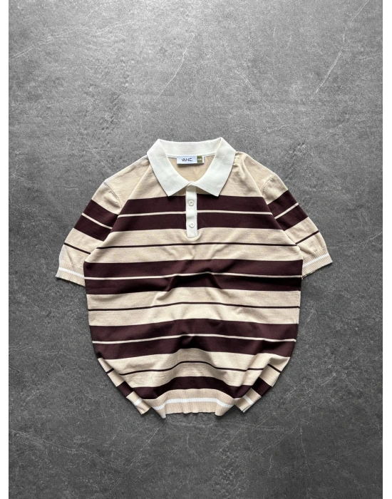 BASİC KALIN ŞERİT PAMUKLU OVERSİZE TRİKO KAHVE