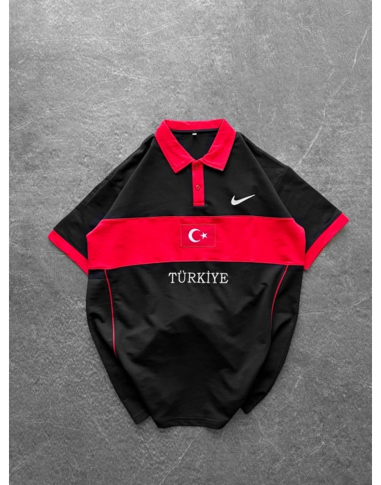 TR POLO YAKA OVERSİZE TİŞÖRT SİYAH