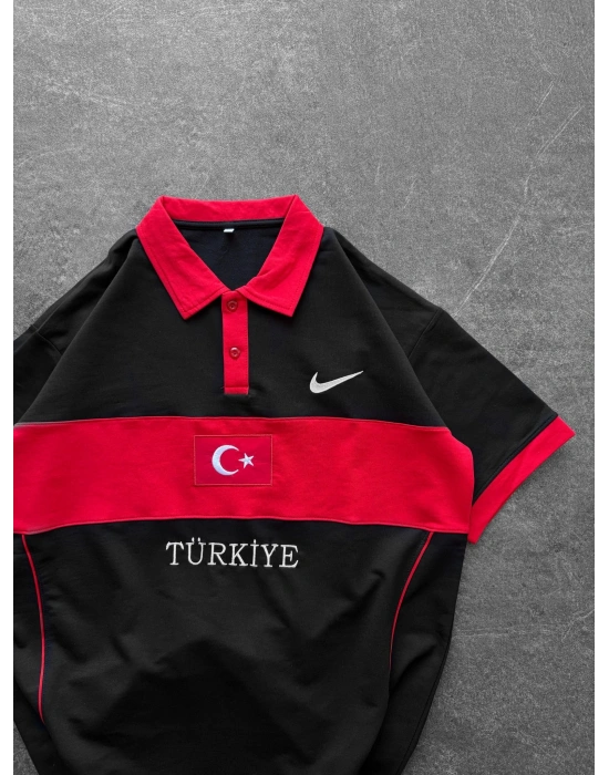 TR POLO YAKA OVERSİZE TİŞÖRT SİYAH