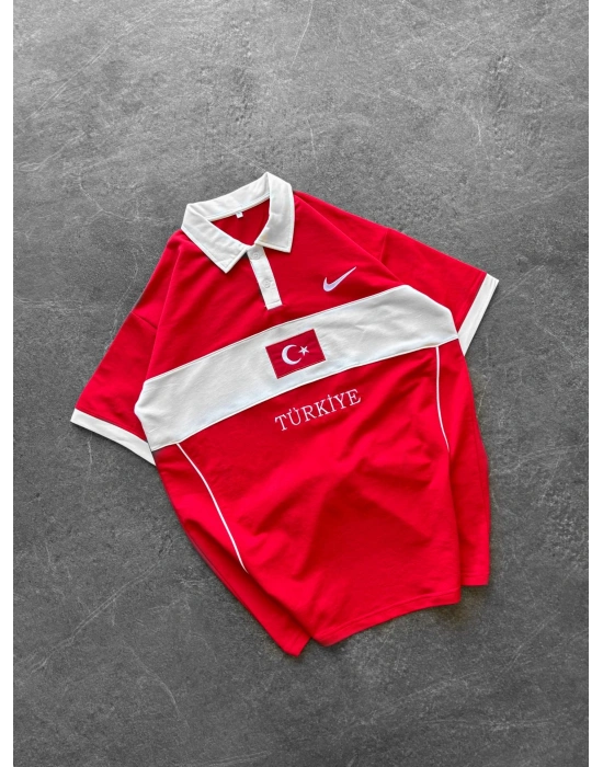 TR POLO YAKA OVERSİZE TİŞÖRT KIRMIZI