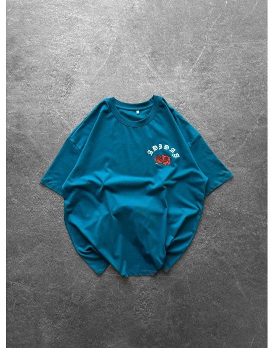 BASİC GÖGÜS GÜL BYL OVERSİZE TİŞÖRT SU YEŞİLİ