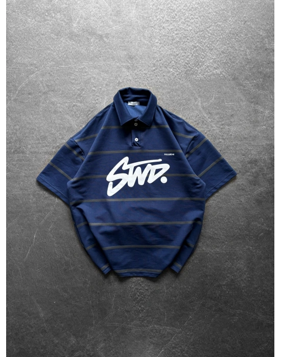 STW POLO YAKA ÇİZGİLİ OVERSİZE TİŞÖRT LACİ