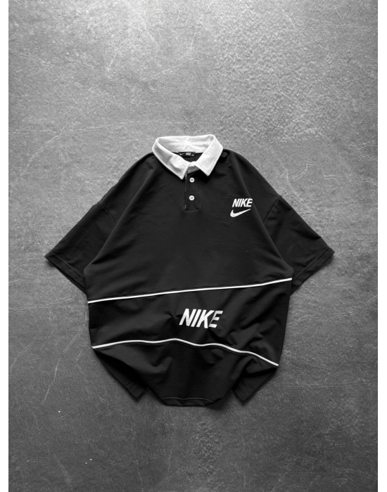 NK POLO YAKA ORTA PARCALİ BHOVERSİZE TİŞÖRT SİYAH