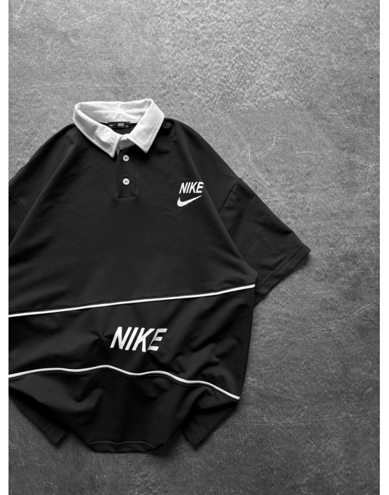 NK POLO YAKA ORTA PARCALİ BHOVERSİZE TİŞÖRT SİYAH