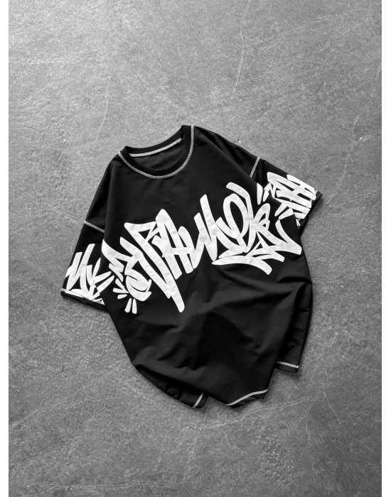 GRAFİTİ DIŞ DİKİŞ HB OVERSİZE TİŞÖRT SİYAH
