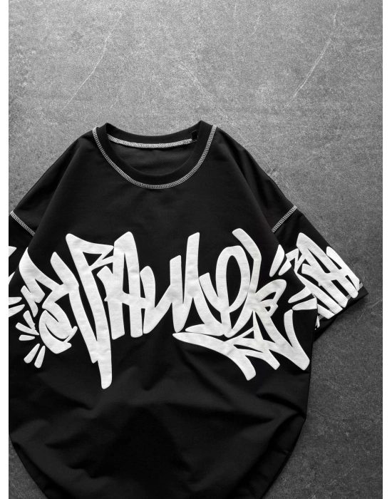 GRAFİTİ DIŞ DİKİŞ HB OVERSİZE TİŞÖRT SİYAH