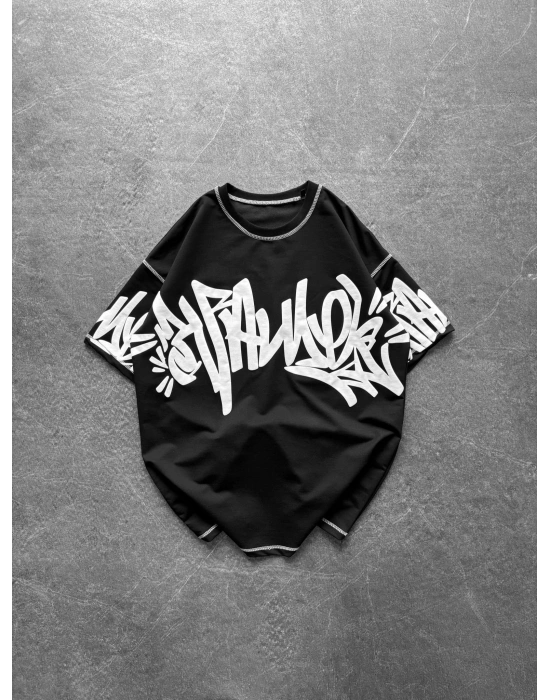 GRAFİTİ DIŞ DİKİŞ HB OVERSİZE TİŞÖRT SİYAH