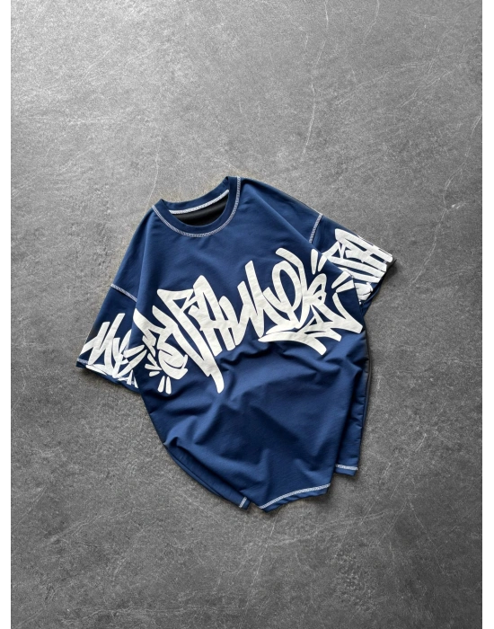 GRAFİTİ DIŞ DİKİŞ HB OVERSİZE TİŞÖRT MAVİ