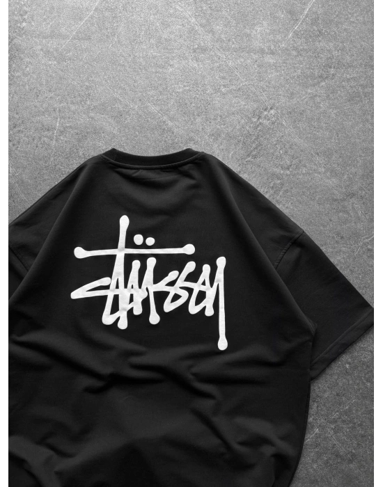STA ÖN ARKA BASKI HB OVERSİZE TİŞÖRT SİYAH