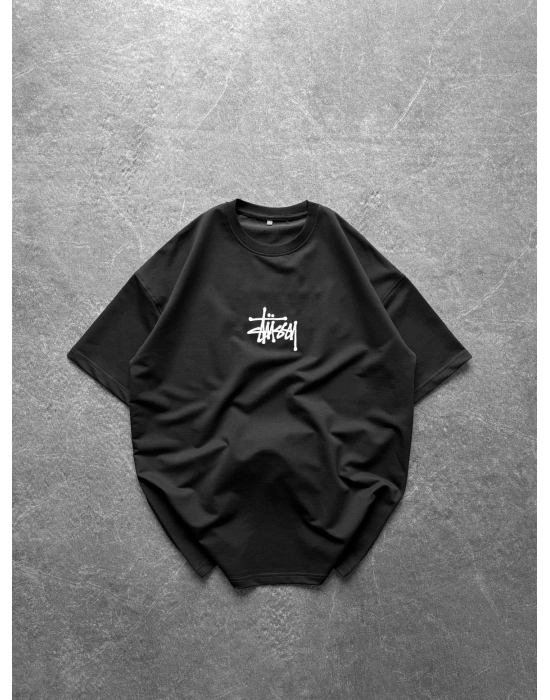 STA ÖN ARKA BASKI HB OVERSİZE TİŞÖRT SİYAH