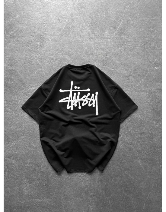 STA ÖN ARKA BASKI HB OVERSİZE TİŞÖRT SİYAH