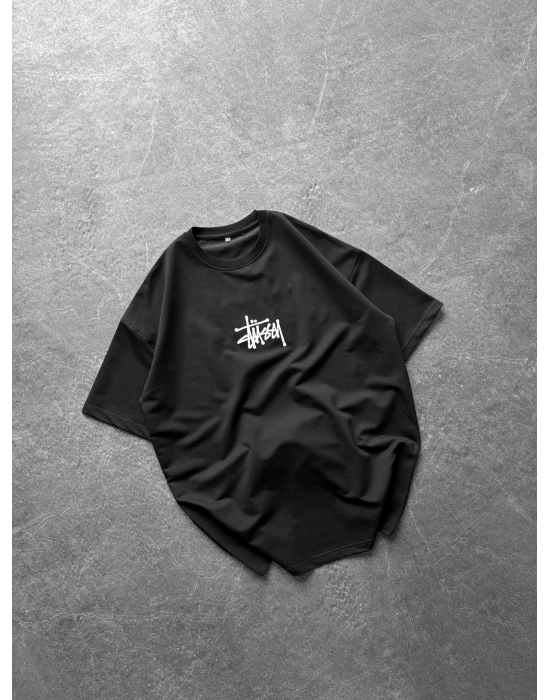 STA ÖN ARKA BASKI HB OVERSİZE TİŞÖRT SİYAH