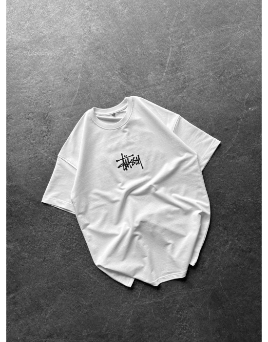 STA ÖN ARKA BASKI HB OVERSİZE TİŞÖRT BEYAZ