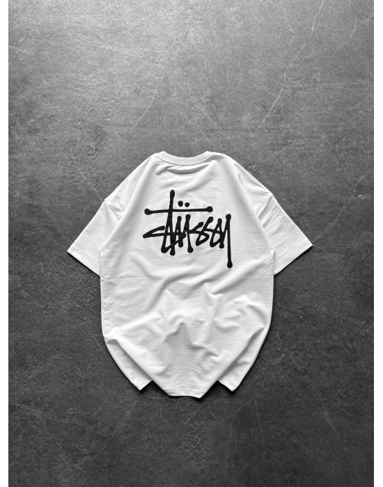 STA ÖN ARKA BASKI HB OVERSİZE TİŞÖRT BEYAZ