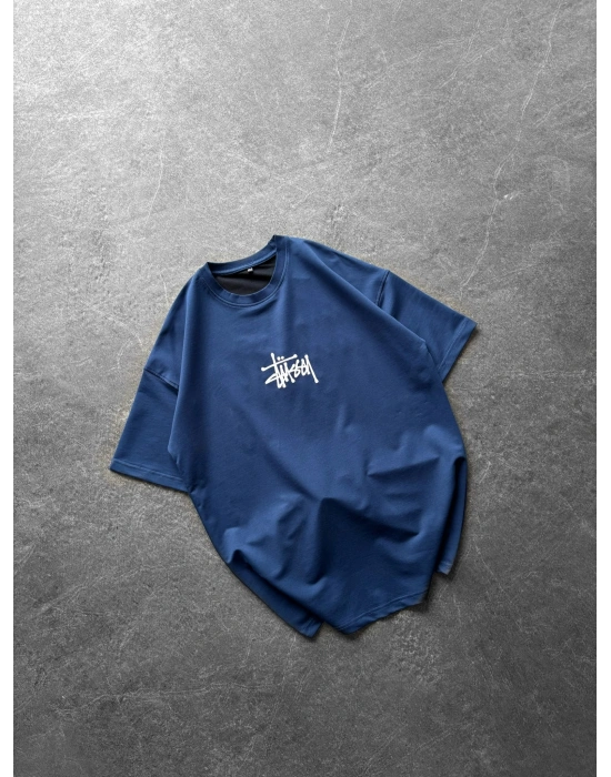 STA ÖN ARKA BASKI HB OVERSİZE TİŞÖRT MAVİ