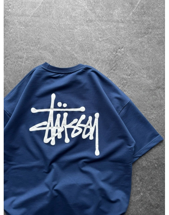 STA ÖN ARKA BASKI HB OVERSİZE TİŞÖRT MAVİ