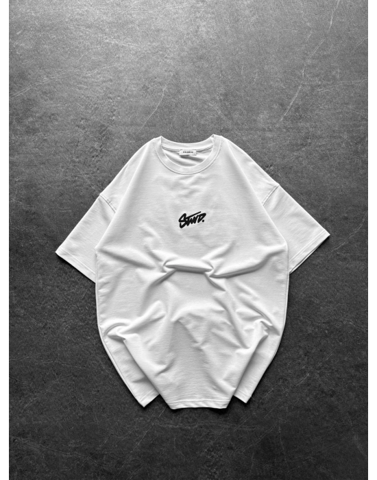 STW ÖN ARKA BASKI HB OVERSİZE TİŞÖRT BEYAZ