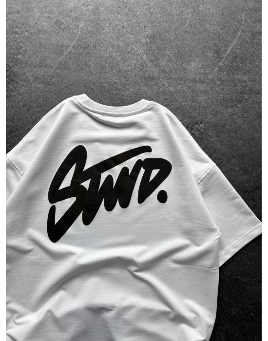 STW ÖN ARKA BASKI HB OVERSİZE TİŞÖRT BEYAZ