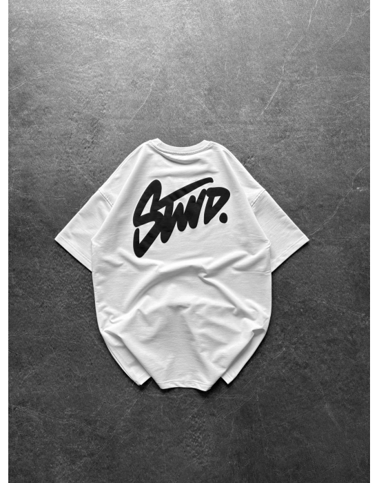 STW ÖN ARKA BASKI HB OVERSİZE TİŞÖRT BEYAZ