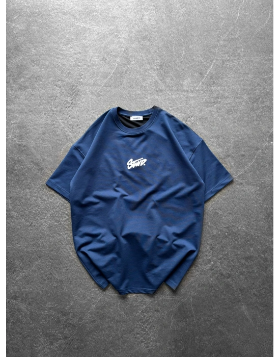 STW ÖN ARKA BASKI HB OVERSİZE TİŞÖRT MAVİ