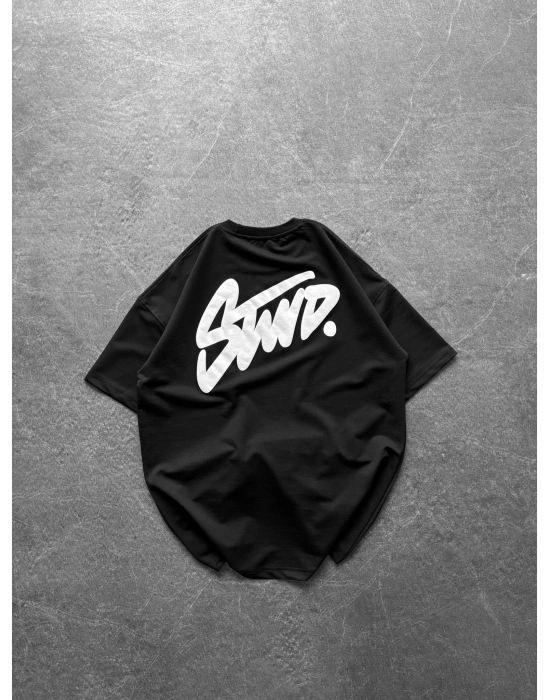 STW ÖN ARKA BASKI HB OVERSİZE TİŞÖRT SİYAH