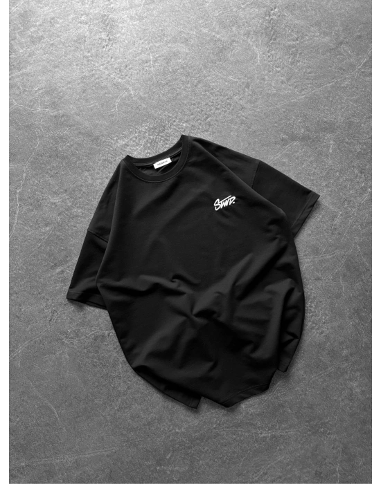 STW GÖGÜS NAKIŞ HB OVERSİZE TİŞÖRT SİYAH