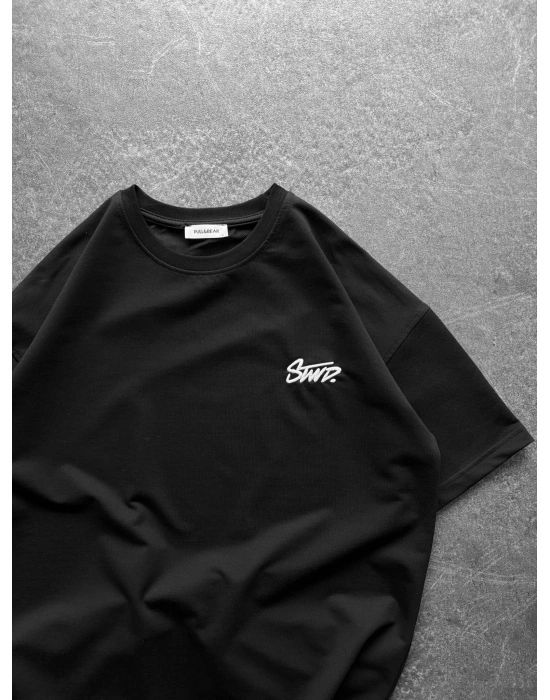 STW GÖGÜS NAKIŞ HB OVERSİZE TİŞÖRT SİYAH