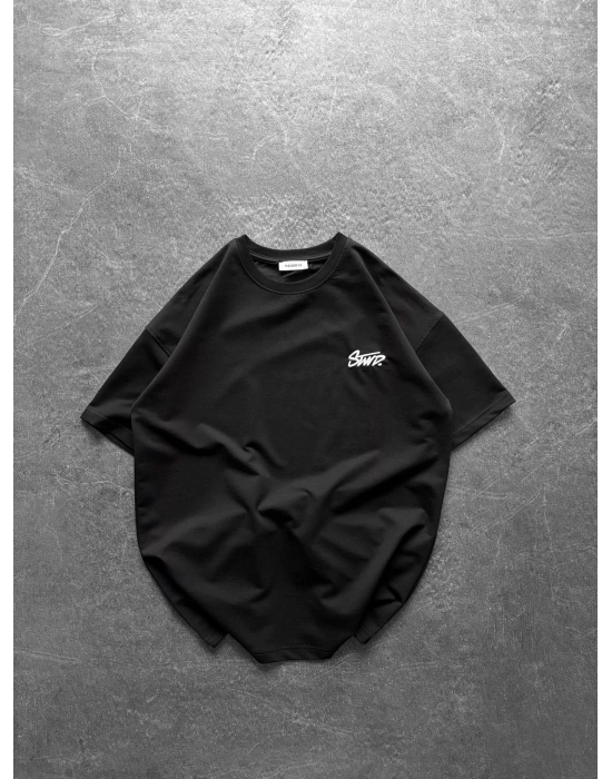 STW GÖGÜS NAKIŞ HB OVERSİZE TİŞÖRT SİYAH
