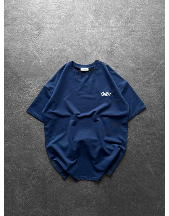 STW GÖGÜS NAKIŞ HB OVERSİZE TİŞÖRT MAVİ