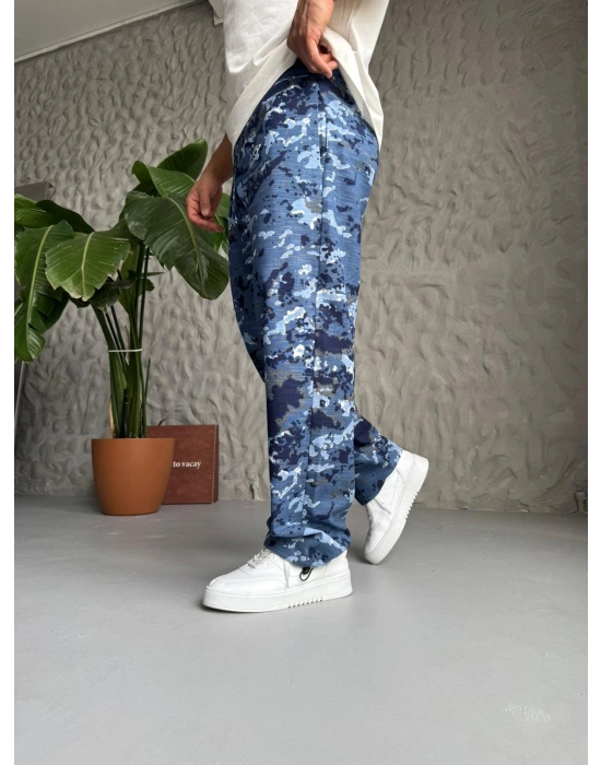 BAGGY KAMUFLAJ SLH PANTOLON MAVİ