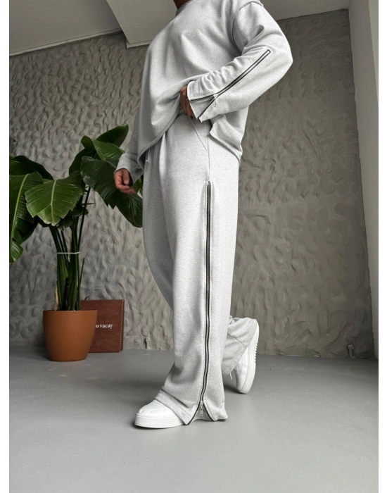 FULL FERMUAR ÖZEL TASARIM BYL EŞOFMAN GRİ