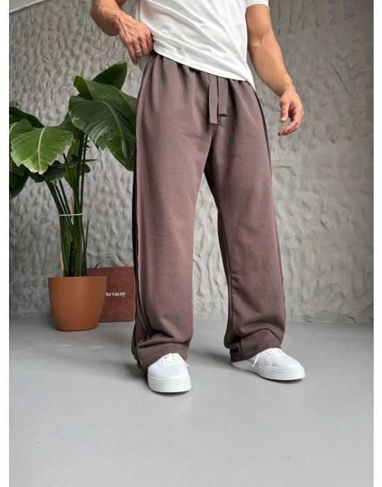 YAN KUMAŞ ÖZEL TASARIM BYL EŞOFMAN KAHVE