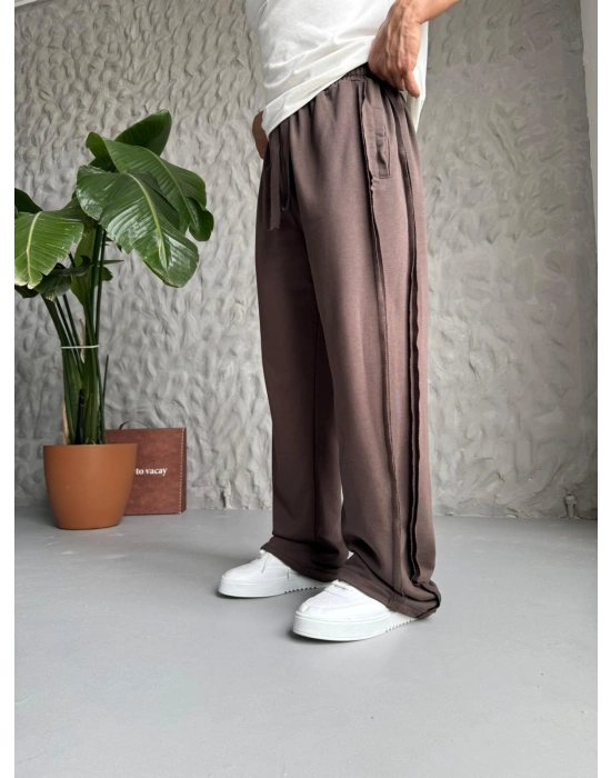 YAN KUMAŞ ÖZEL TASARIM BYL EŞOFMAN KAHVE