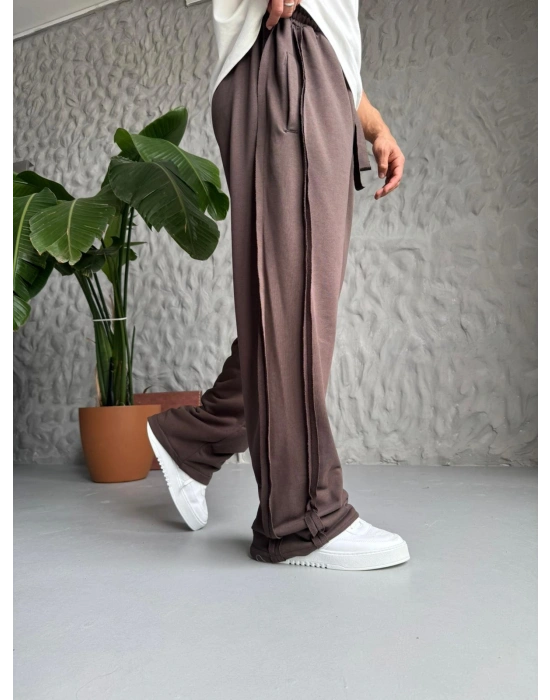 YAN KUMAŞ ÖZEL TASARIM BYL EŞOFMAN KAHVE