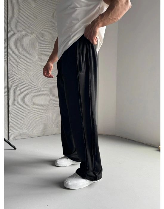 YAN KUMAŞ ÖZEL TASARIM BYL EŞOFMAN SİYAH